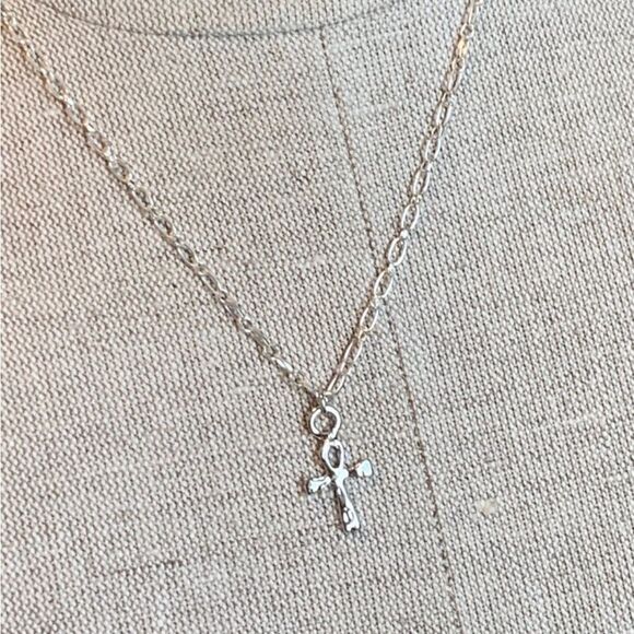 20” Silver Coated Cross Pendant Necklace Y2K - Picture 3 of 6